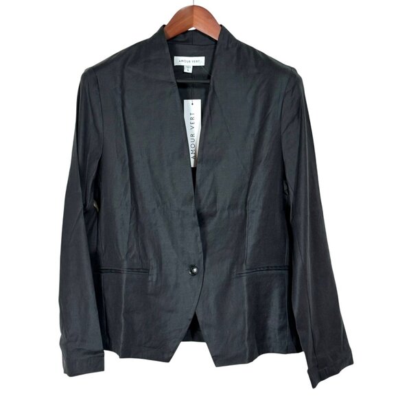 Amour Vert Meredith Femme Fete Jacket XL Pewter Linen & Tencel Lyocell Blend - Picture 1 of 6